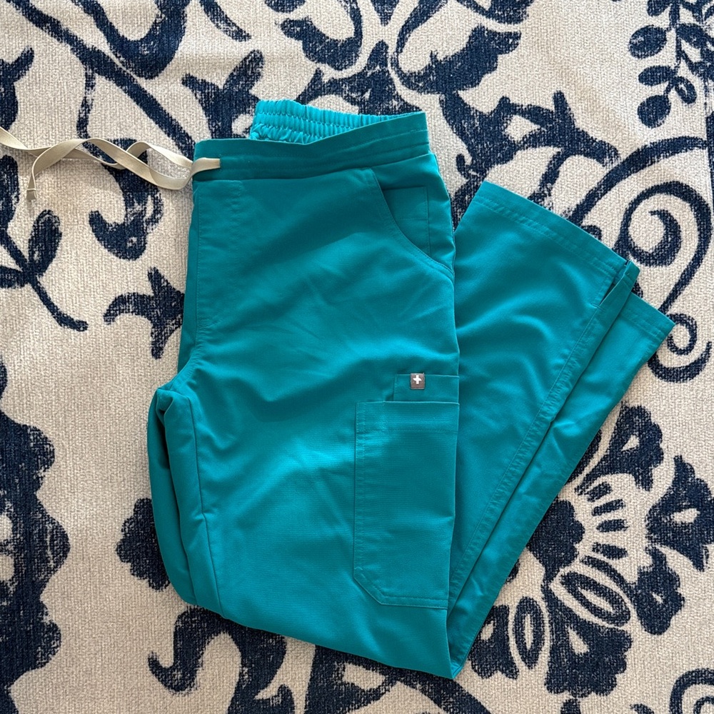 Figs Teal Yola Small Petite Skinny Scrub Pants